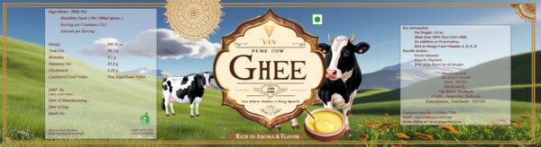 Vin Dairy Product Ghee 100ml – Pure and Natural Desi Ghee in a Convenient 100ml Pack, Rich in Omega-3 and Vitamins, Perfect for Cooking and Health.